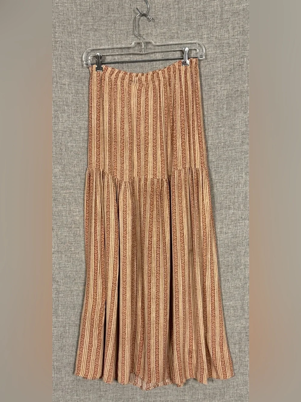 Floral Striped Maxi Skirt with Button Detail